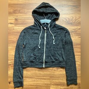 Mossimo Supply Co. Crop Zip Hoodie Dark Heather Gray